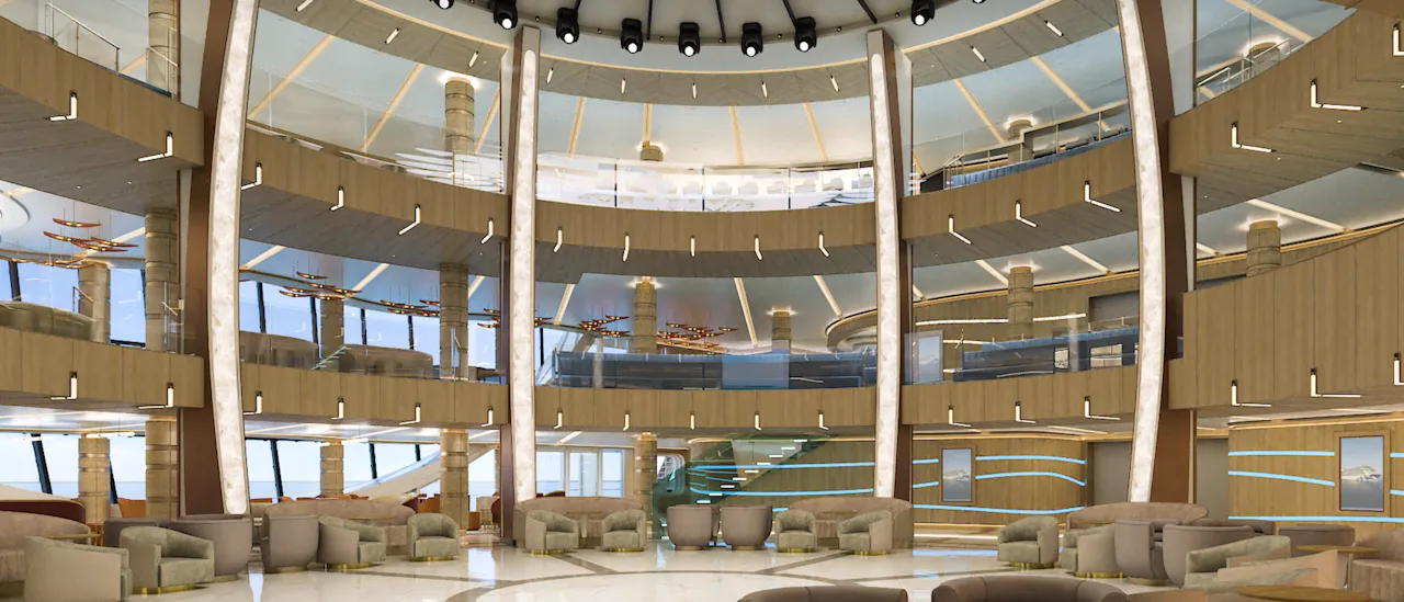 The heartbeat of our ship, the Piazza is inspired by the town squares of Europe