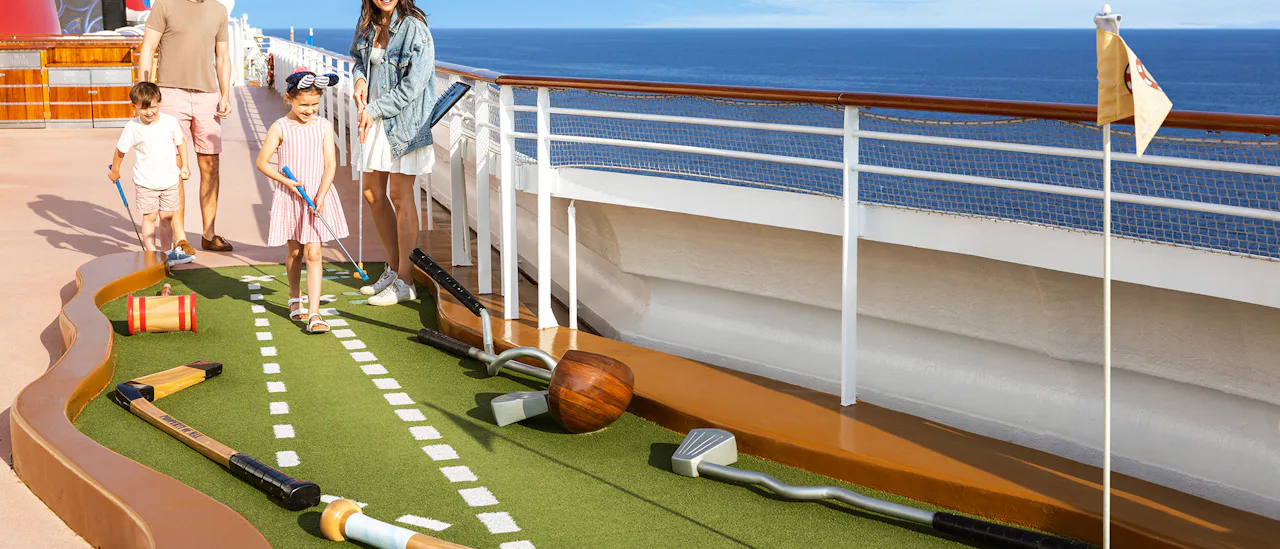 Play mini golf on Goofy's Sports Deck