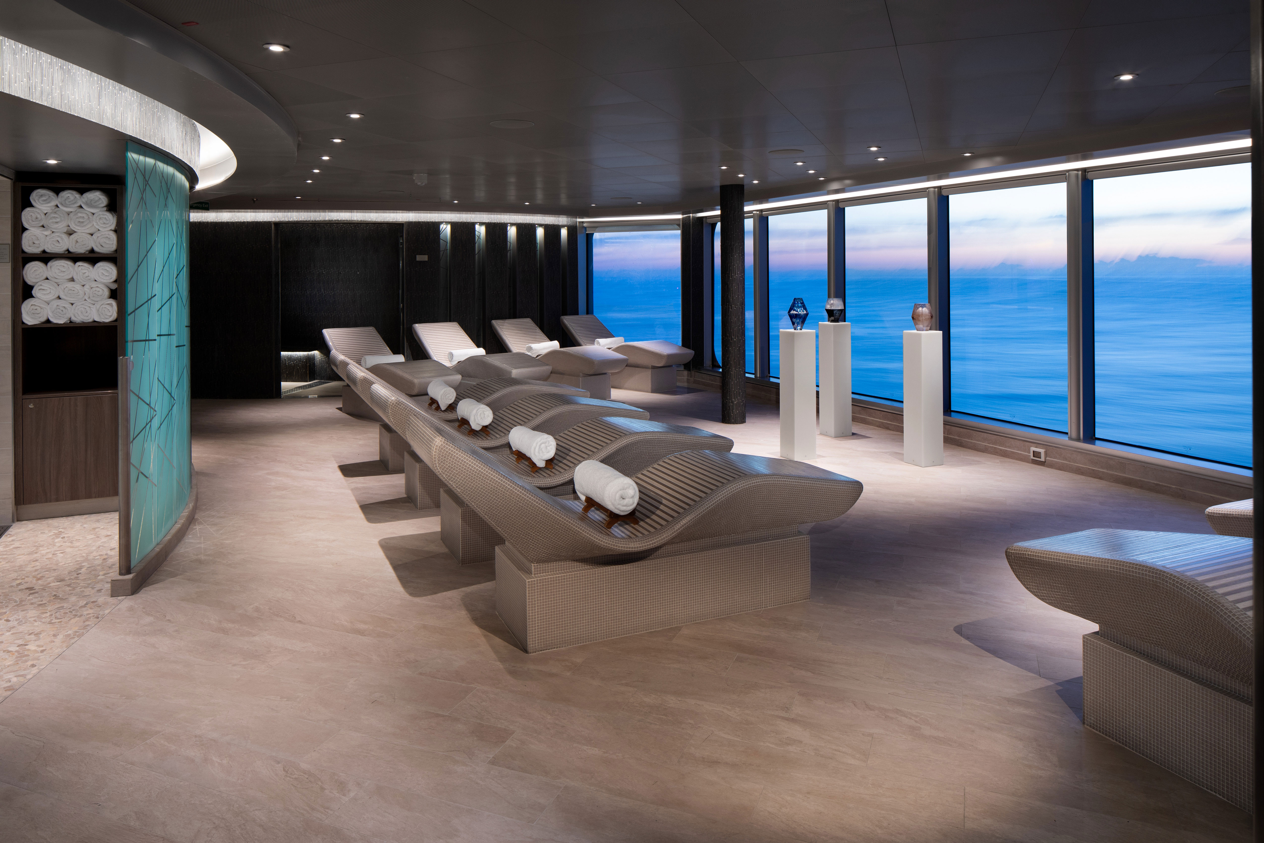 Thermal beds in the spa area