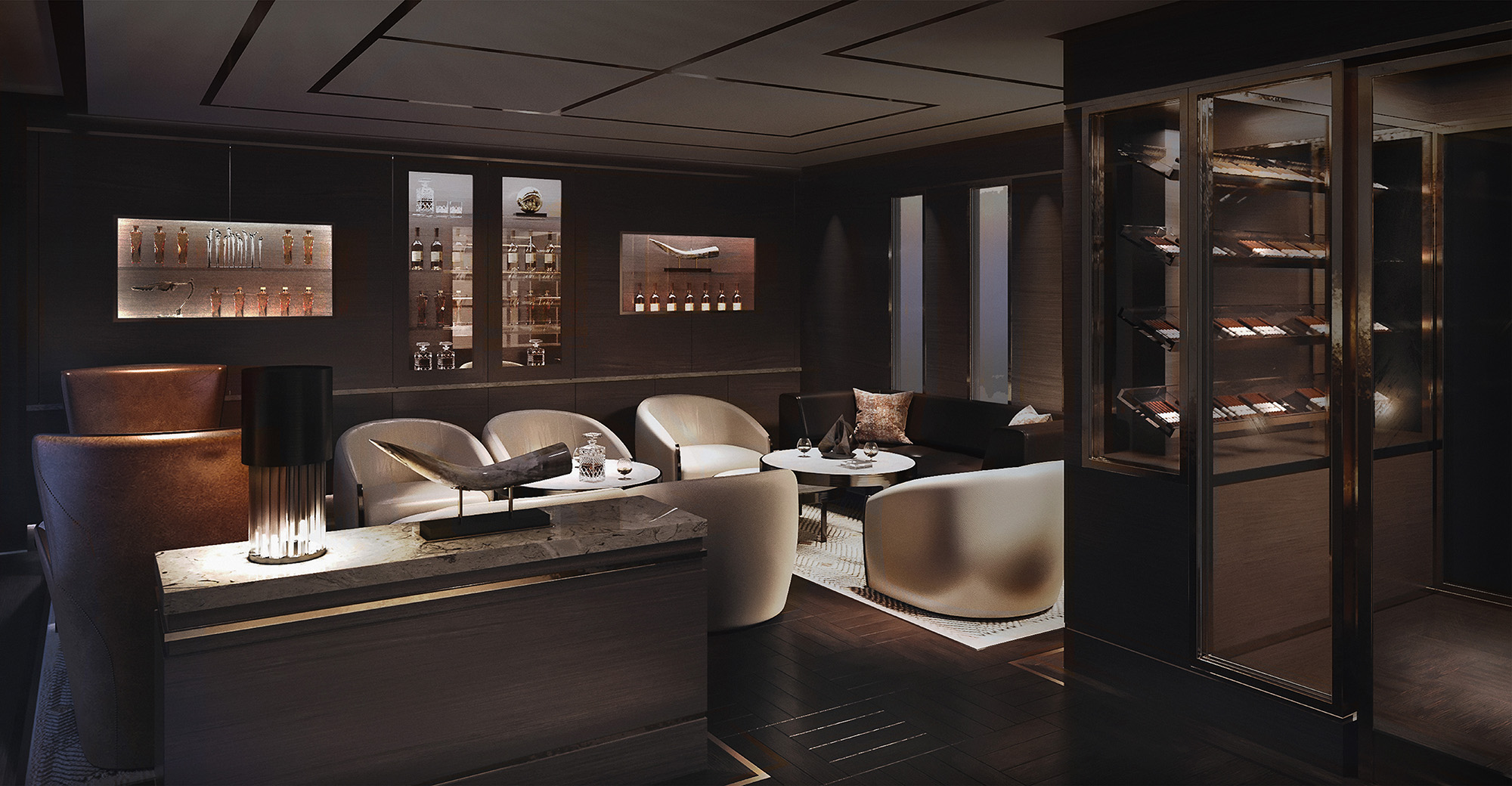 The Humidor -cap off your day with a premium cognac in this intimate lounge