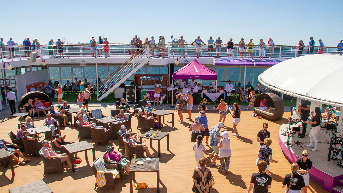 Adults having fun on deck