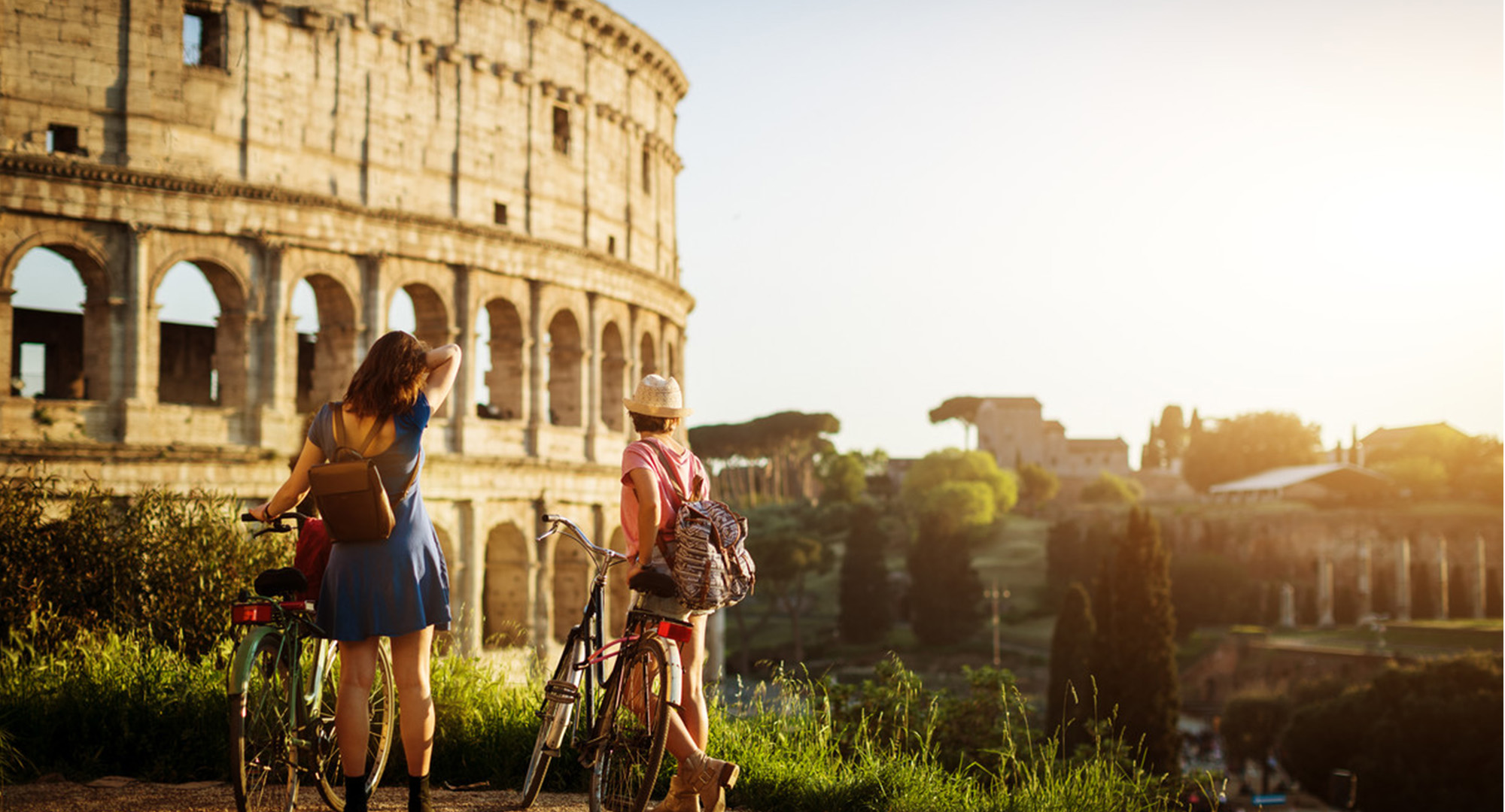 Tourists on bikes in Rome
