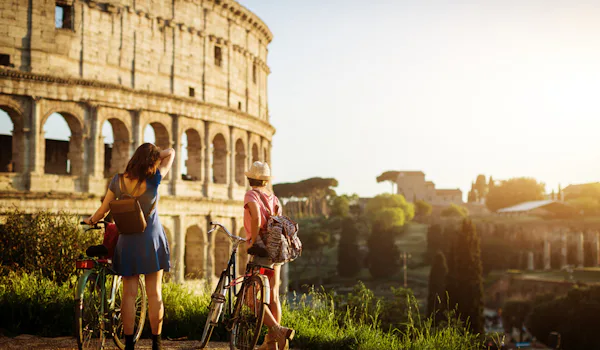 Tourists on bikes in Rome