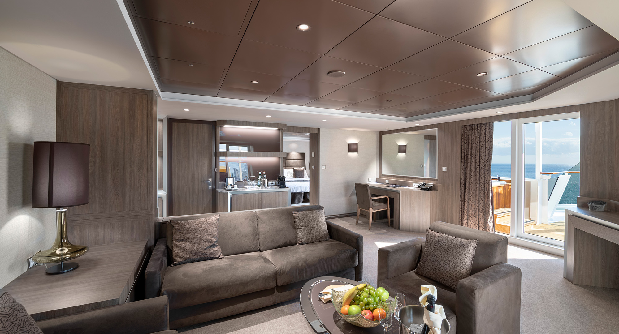 One of the lavish suites in the MSC Yacht Club