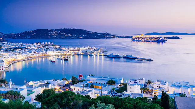 One of Mykonos' harbours in the evening