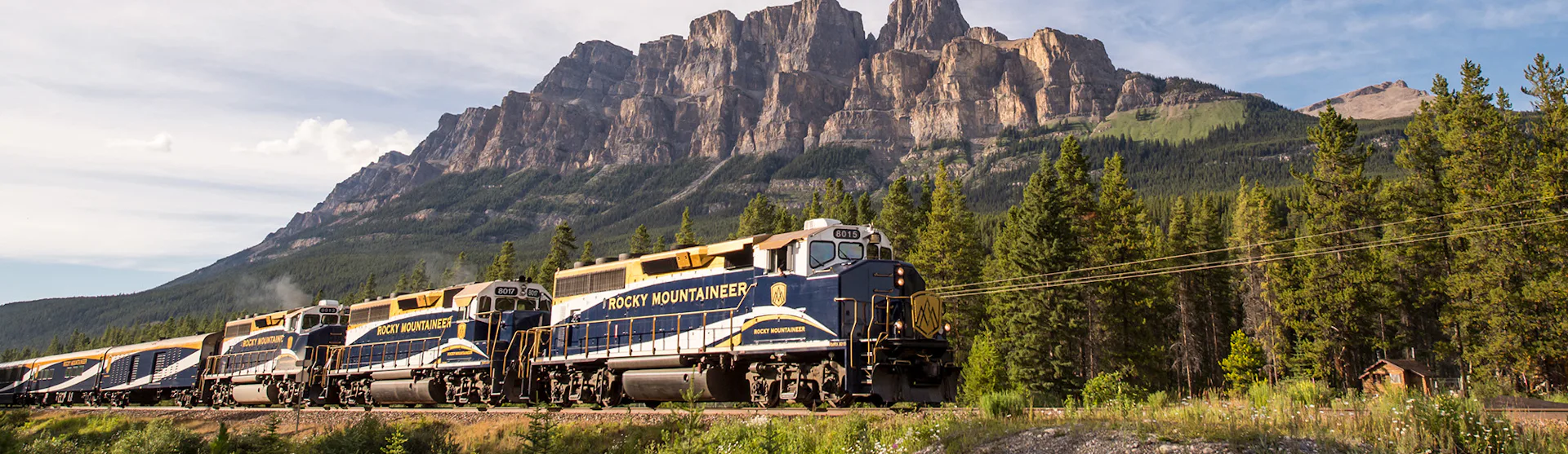 Rocky Mountaineer rail journey past Castle Mountain