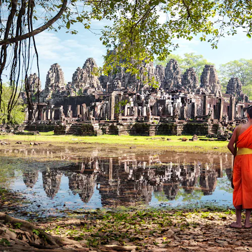 Buddhist monks at Angkor Wat in Cambodia