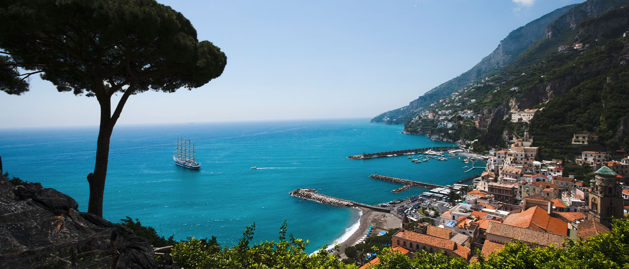Star Clippers ship on the Amalfi Coast