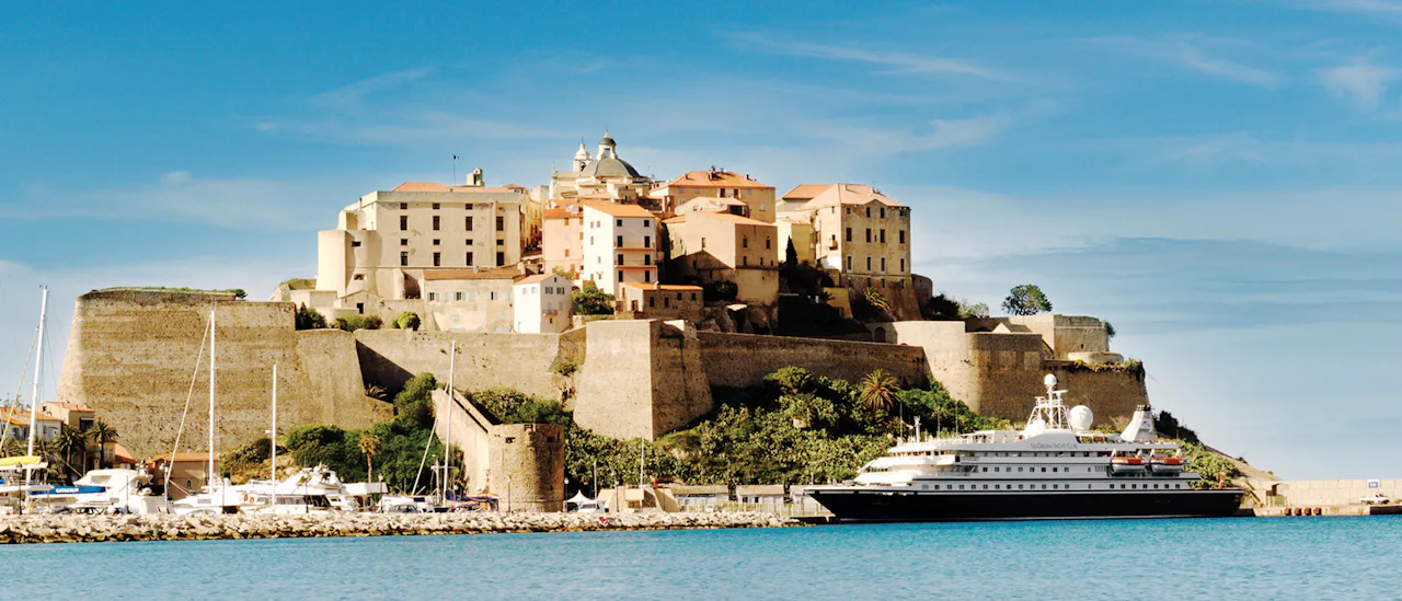 SeaDream docked in Bonifacio