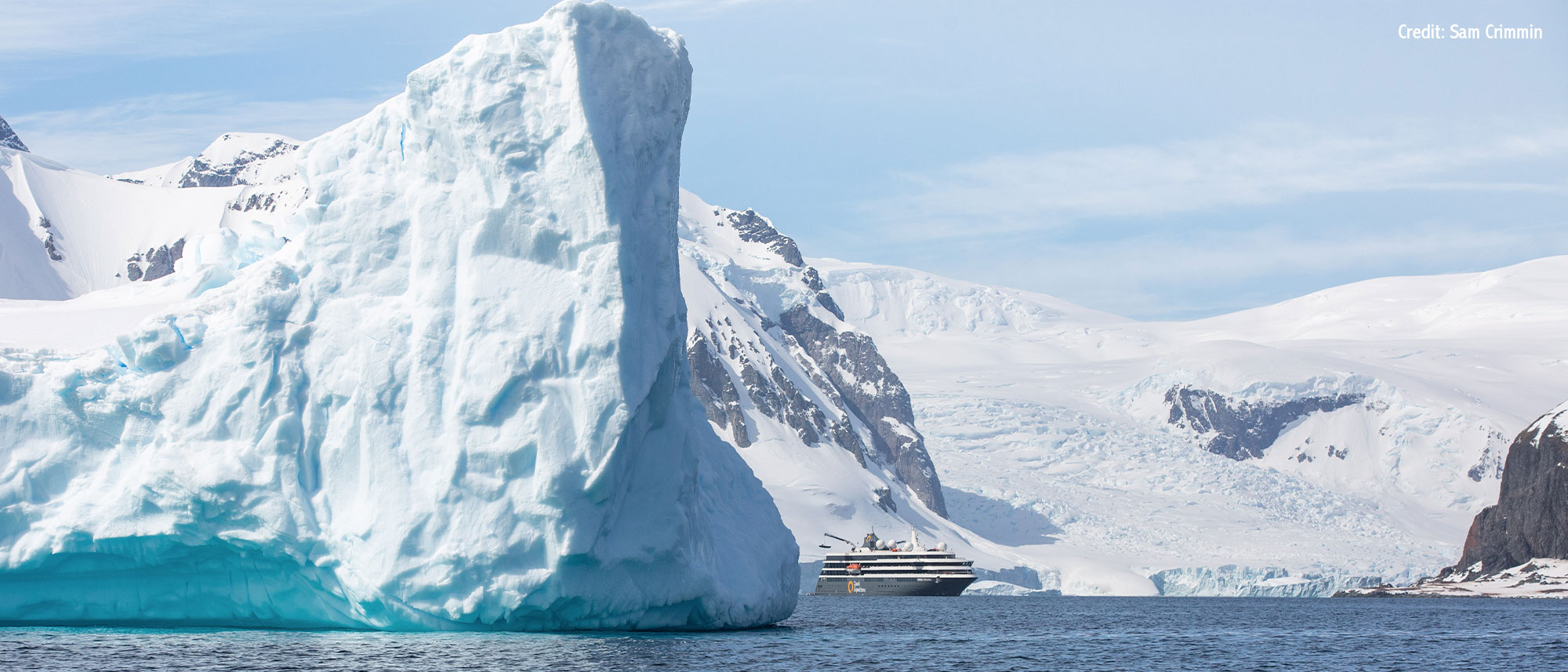 World Explorer navigating icebergs