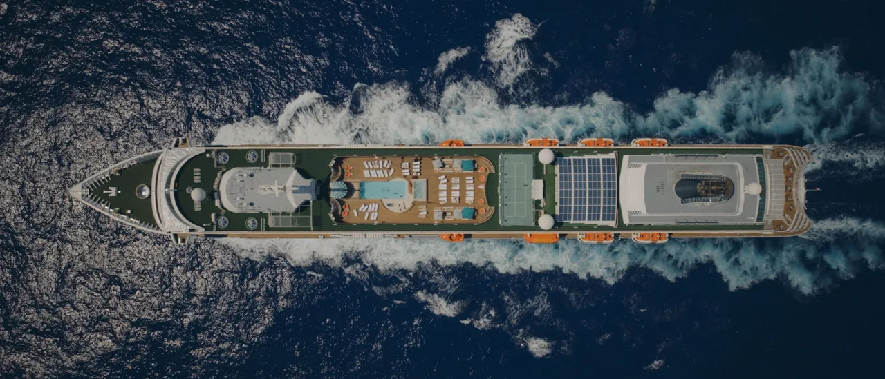 Overhead shot of a Crystal cruise ship