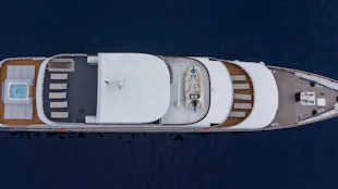 An aerial shot of MV Lady Eleganza at sea