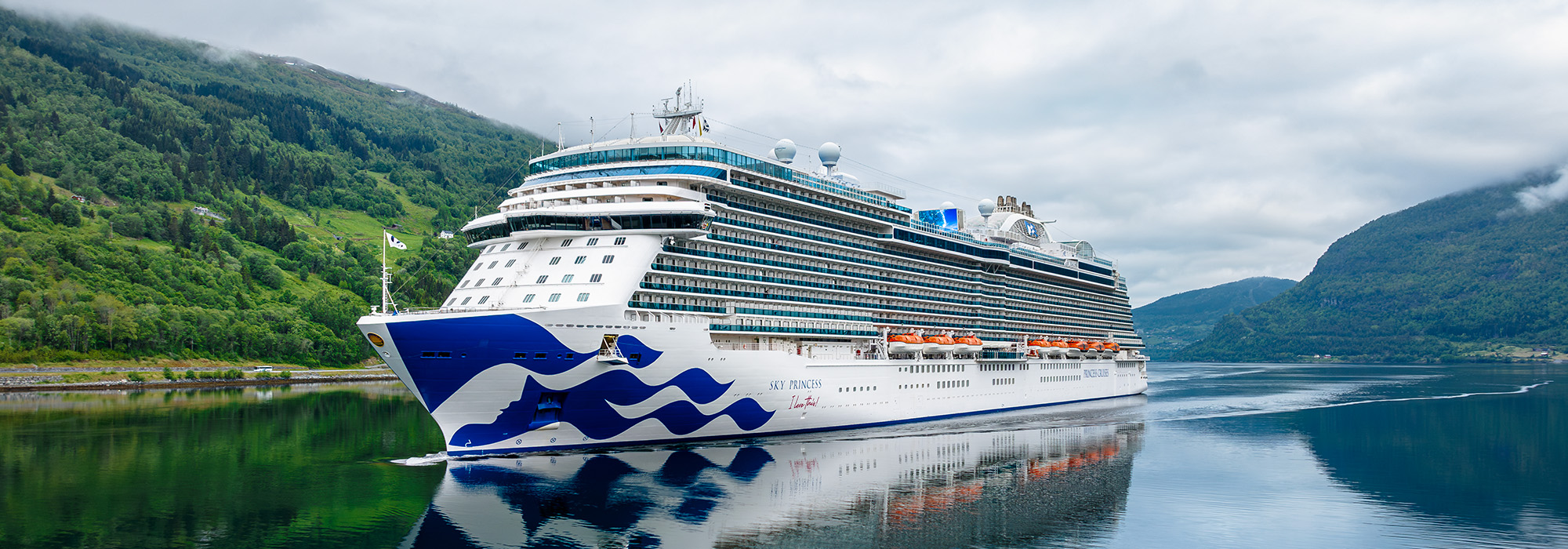 Sky Princess cruising near Olden, Norway