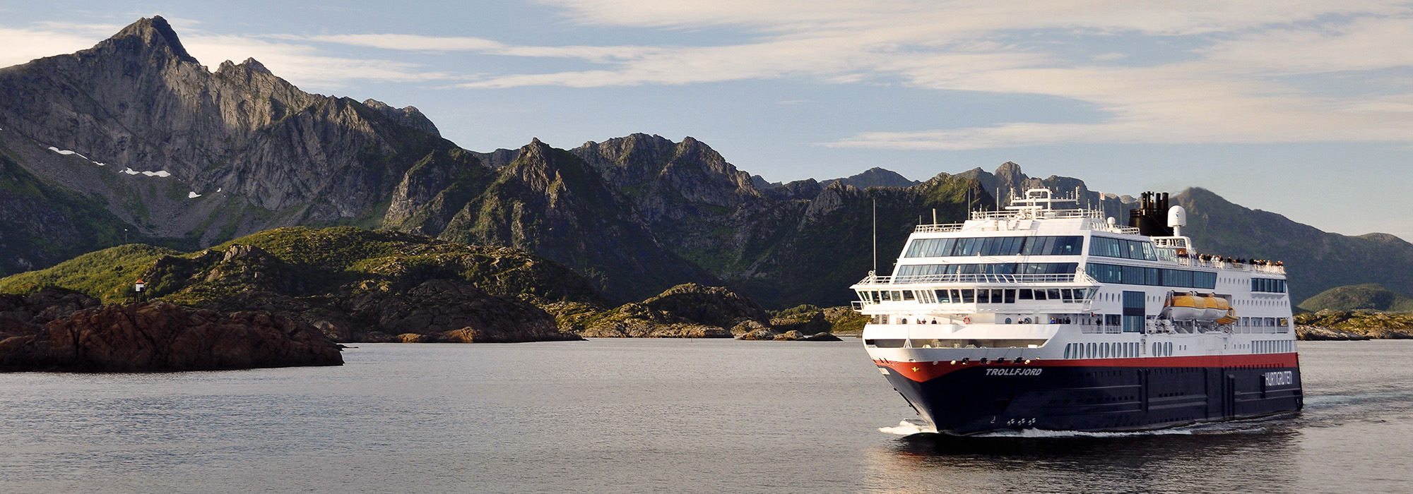 Hurtigruten's MS Trollfjord cruising the Norwegian Coast
