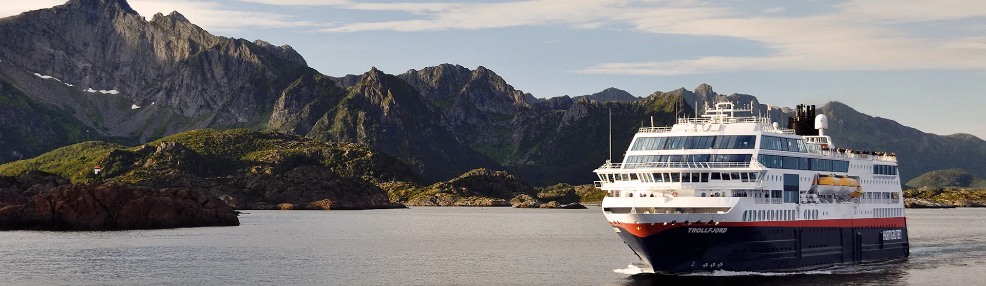 Hurtigruten's MS Trollfjord cruising the Norwegian Coast
