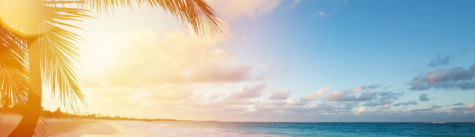 A Caribbean beach at sunset
