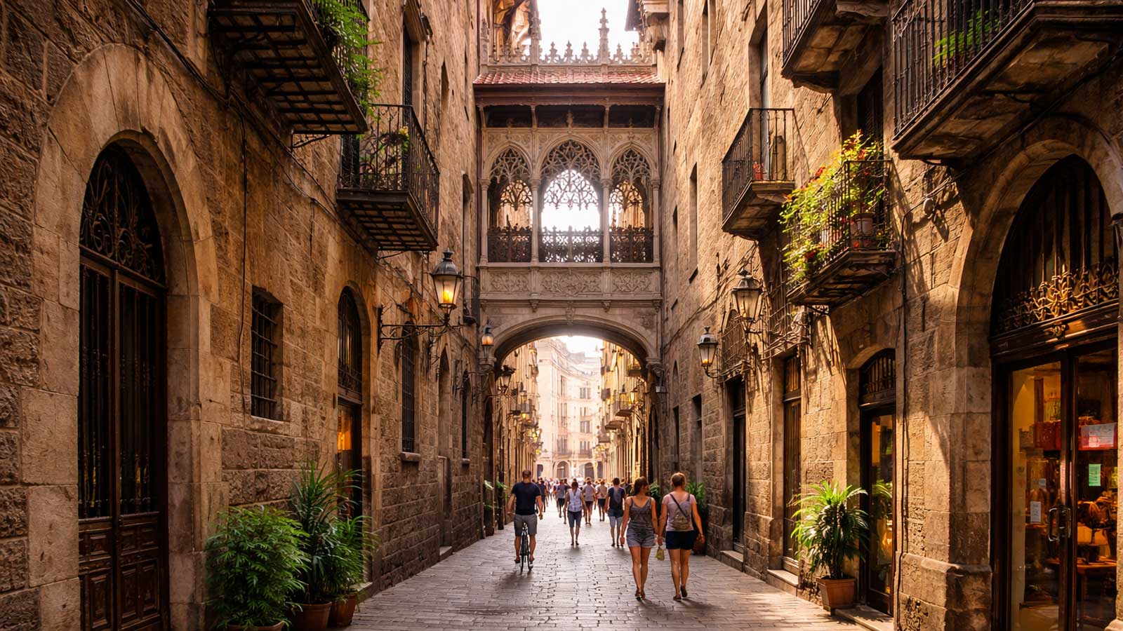 Gothic streets illustration in Barcelona