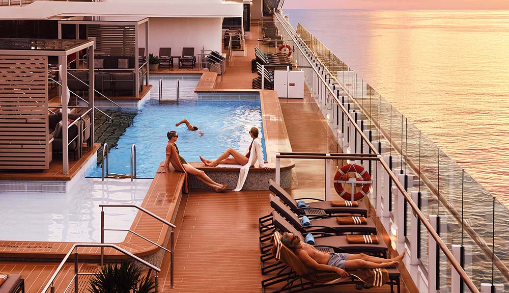 Silversea - Silver Ray pool at sunset